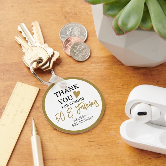Gold 50- en Fabulous 50th Birthday Party Favors Sleutelhanger (Bureau)