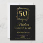 Gold 50 en Fabulous Birthday Invitation Kaart (Voorkant)