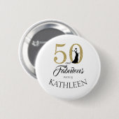 Gold 50 en Fabulous Birthday Party - Aangepaste na Ronde Button 5,7 Cm (Voorkant /achterkant)