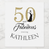 Gold 50 en Fabulous Birthday Party - Aangepaste na Wijn Etiket (Enkel label)