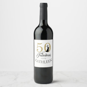 Gold 50 en Fabulous Birthday Party - Aangepaste na Wijn Etiket