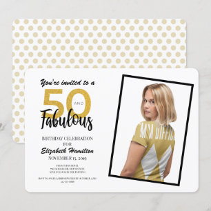 Gold 50 en Fabulous Birthday Party Kaart