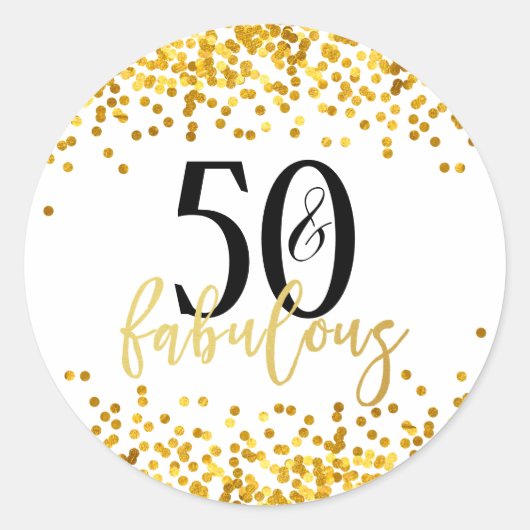 Gold 50 en Fabulous Birthday Party Stickers (Voorkant)