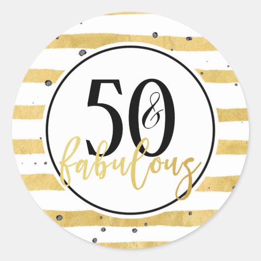 Gold 50 en Fabulous Birthday Party Stickers (Voorkant)