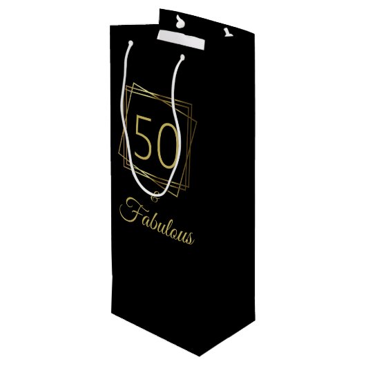 Gold 50 en Fabulous Birthday Wijn Cadeautas (Achterkant Gekanteld)