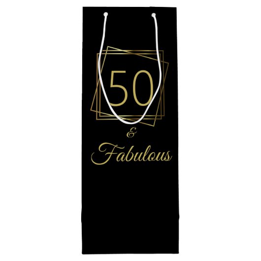 Gold 50 en Fabulous Birthday Wijn Cadeautas (Achterkant)
