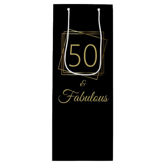 Gold 50 en Fabulous Birthday Wijn Cadeautas (Voorkant)