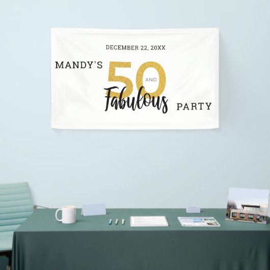 Gold 50 en Fabulous gepersonaliseerde 50ste verjaa Spandoek (Beurs)