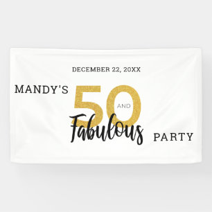 Gold 50 en Fabulous gepersonaliseerde 50ste verjaa Spandoek