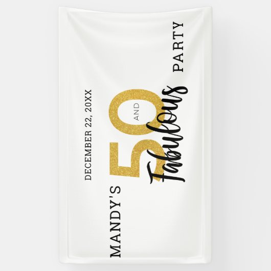 Gold 50 en Fabulous gepersonaliseerde 50ste verjaa Spandoek (Verticaal)