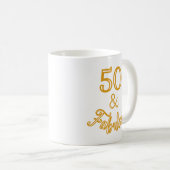 Gold 50- en Fabulous-monogram Koffiemok (Voorkant rechts)