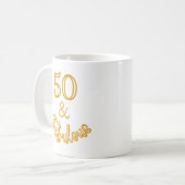 Gold 50- en Fabulous-monogram Koffiemok (Voorkant links)