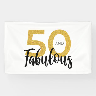 Gold 50 en Fabulous Typografie 50th Birthday Spandoek