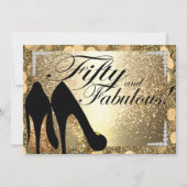 Gold 50 en Fabulous Womans Birthday Invitation Kaart (Voorkant)