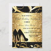 Gold 50 en Fabulous Womans Birthday Invitation Kaart (Achterkant)