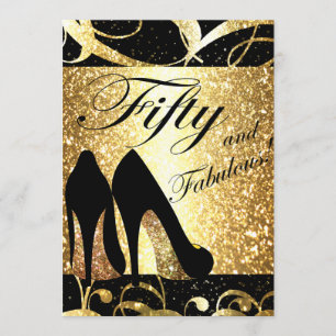 Gold 50 en Fabulous Womans Birthday Invitation Kaart