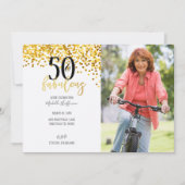 Gold 50- & Fabulous 50th Birthday Party-uitnodigin Kaart (Voorkant)
