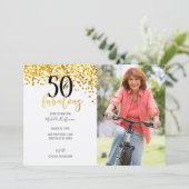 Gold 50- & Fabulous 50th Birthday Party-uitnodigin Kaart (Staand voorkant)