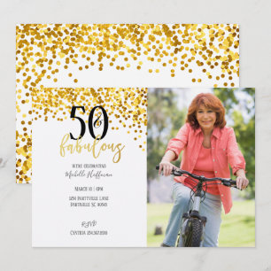 Gold 50- & Fabulous 50th Birthday Party-uitnodigin Kaart