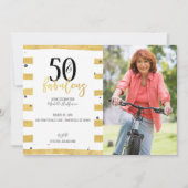 Gold 50- & Fabulous 50th Birthday Party-uitnodigin Kaart (Voorkant)