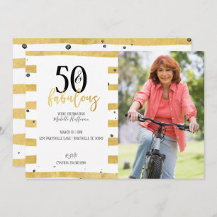 Gold 50- & Fabulous 50th Birthday Party-uitnodigin Kaart