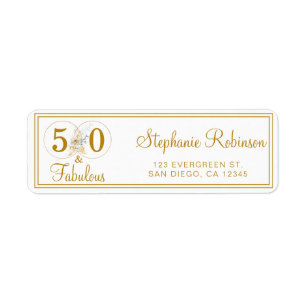 Gold 50 Fabulous Birthday Script Return Address L Etiket
