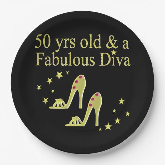 GOLD 50 & FANTASTISCH DIVA DESIGN PAPIEREN BORDJE (Voorkant)