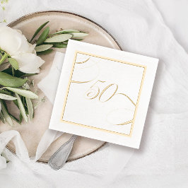 Gold 50 Kalligrafie Milestone Verjaardag Jubileum Folie Servetten