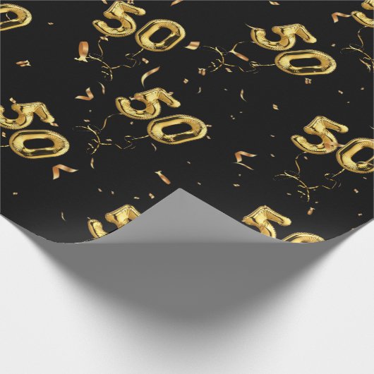 Gold 50 Mylar Balloons en Confetti Cadeaupapier (Hoek)