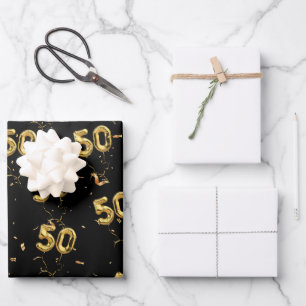 Gold 50 Mylar Balloons en Confetti Inpakpapier Vel