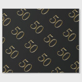Gold 50 op zwart | Fijne 50ste verjaardag Cadeaupapier (Vlak)