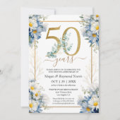 Gold 50e bruiloft Jubileum Party Wild Daisy Kaart (Voorkant)