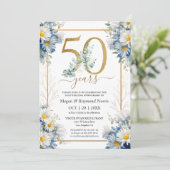 Gold 50e bruiloft Jubileum Party Wild Daisy Kaart (Staand voorkant)