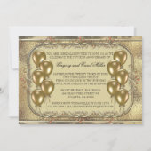 Gold 50e Jubileum ballonfotouitnodiging Kaart (Achterkant)