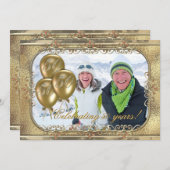 Gold 50e Jubileum ballonfotouitnodiging Kaart (Voorkant / Achterkant)