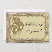 Gold 50e Jubileum Ballonpartij uitnodiging (Voorkant)