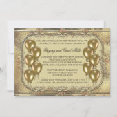 Gold 50e Jubileum Ballonpartij uitnodiging (Achterkant)