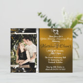 Gold 50e Jubileum Foto-uitnodigingen Kaart (Staand voorkant)