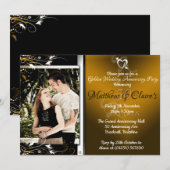 Gold 50e Jubileum Foto-uitnodigingen Kaart (Voorkant / Achterkant)