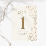 Gold 50e Jubileum Kaart<br><div class="desc">Crème ivoor goud botanische verrassing 50e trouwdag viering tafel nummer. Minimalistisch modern ontwerp met botanische accenten en typografie script lettertype. Eenvoudige bloemenkaart perfect voor een stijlvol feest.</div>