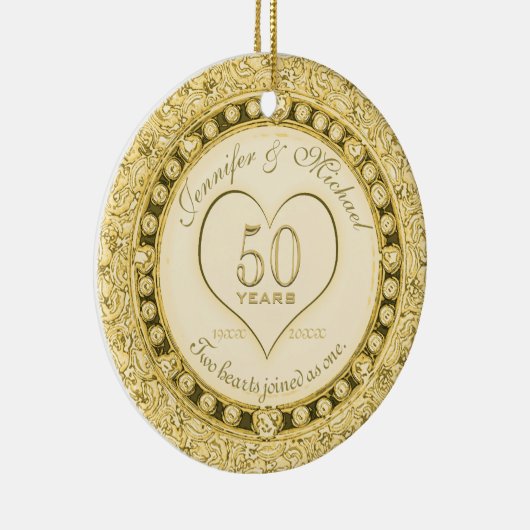 Gold 50e Jubileum Keramisch Ornament (Rechts)