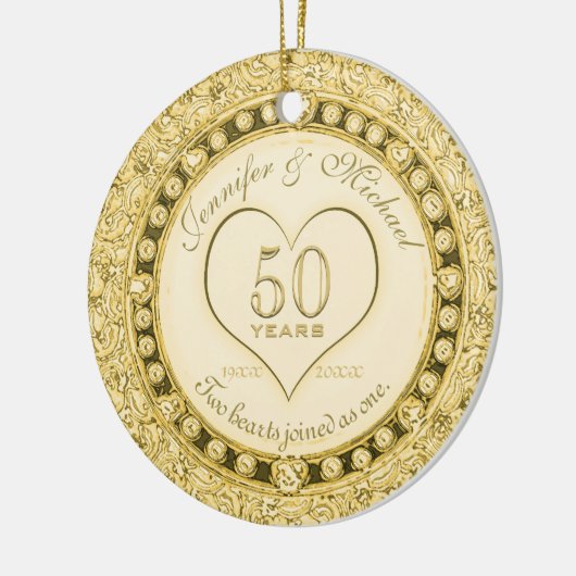 Gold 50e Jubileum Keramisch Ornament (Links)