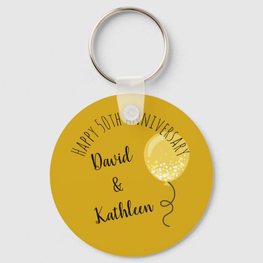 Gold 50e Jubileum Party Favor Sleutelhanger (Voorkant)
