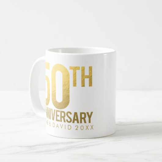 Gold 50e Jubileum persoonlijke witte Mok (Voorkant links)