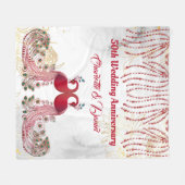 Gold 50e Jubileum Red Peacock Love Wing Heart Fleece Deken (Voorkant (Horizontaal))