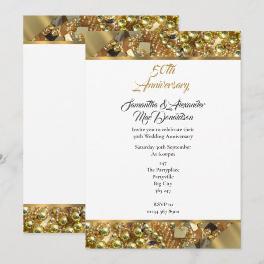Gold 50e trouwdag kaart (Voorkant / Achterkant)