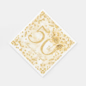 Gold 50e verjaardag Floral Modern Marble Servet (Hoek)