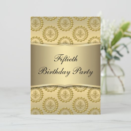 Gold 50e verjaardag kaart (Staand voorkant)