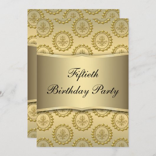 Gold 50e verjaardag kaart (Voorkant / Achterkant)