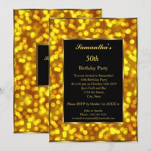 Gold 50e verjaardag kaart (Voorkant / Achterkant)